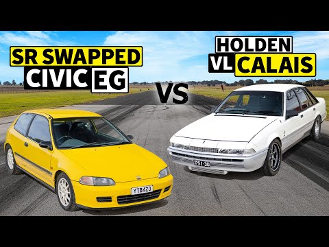 Thumbnail for SR20-swapped Honda Civic EG vs Turbo RB30 Holden Calais by Holden Calais