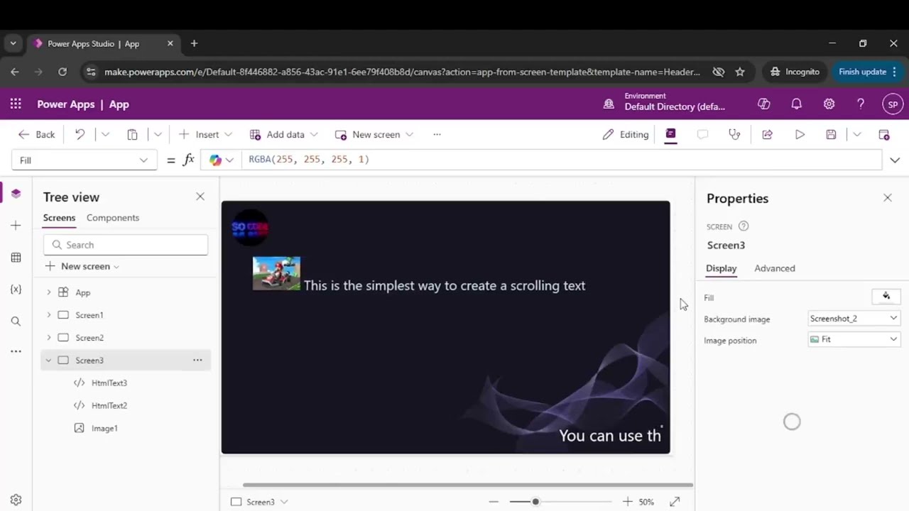 Scrolling Text/Objects in Powerapps (marquee) - No Code