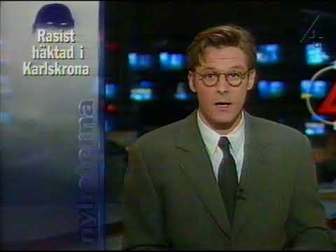 18 årig Karlskronabo häktas för rasistiska brott (TV4 Nyheterna 1993)