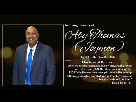 ABY THOMAS (43) | Memorial Service | Funeral Service January 16 | 2026 INTRO by UniTech TV USA