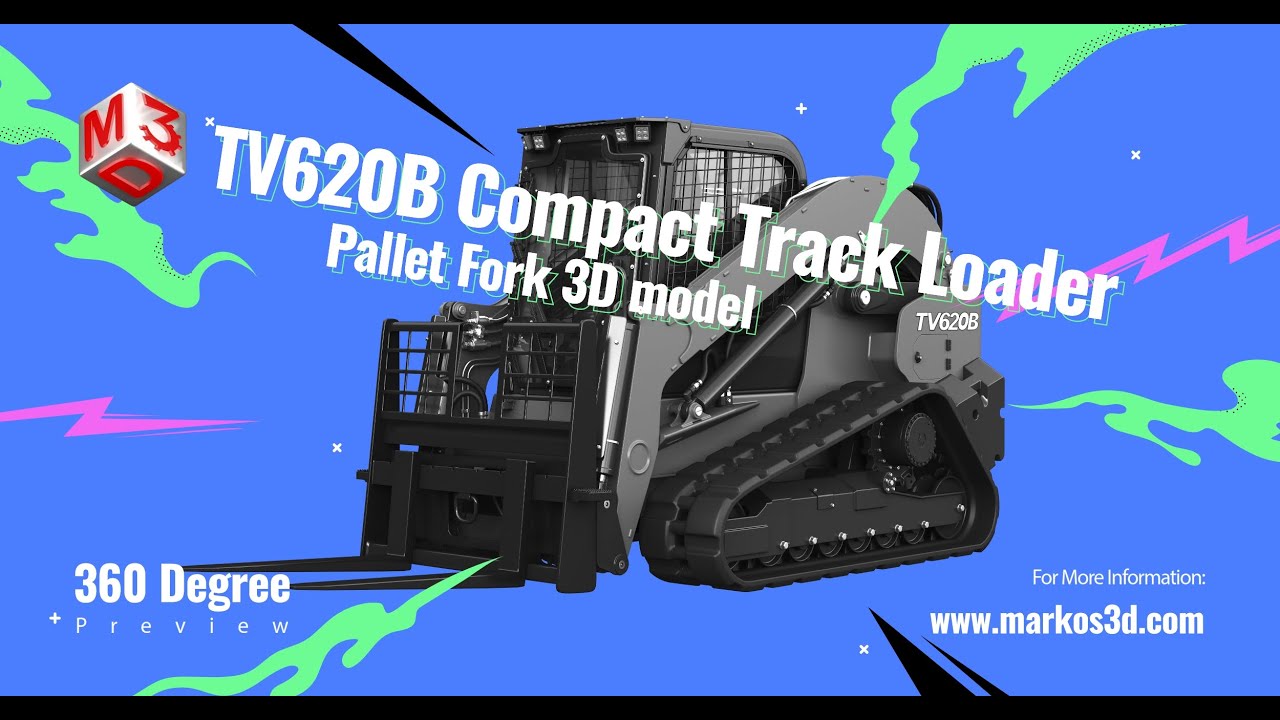Pala cingolata compatta TV620B - Forca per pallet Modello 3D