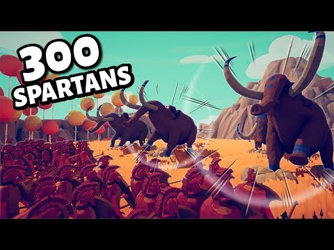 300 Spartans Battle MAMMOTHS ! All Tribal Units & First Person - Totally Accurate Battle Simulator