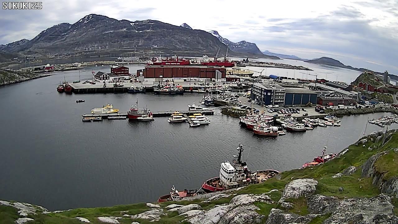 Live webcam view of Nuuk Harbour and Fjord View
