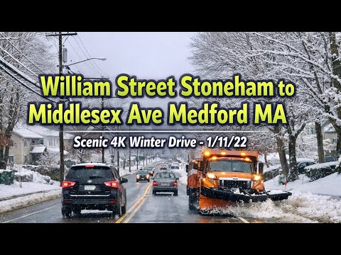 🚖 William Street Stoneham to Middlesex Ave Medford MA | Scenic 4k Winter Drive - 1/11/22