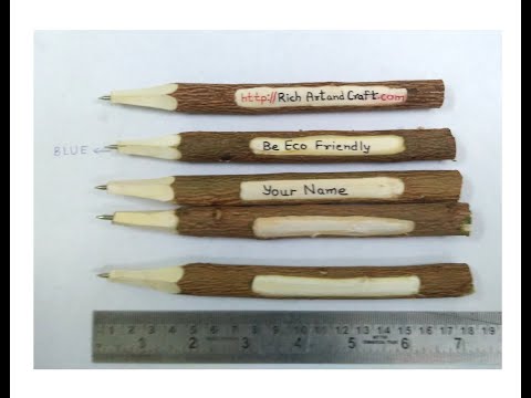 Brown blue neem wood pen, for gifts