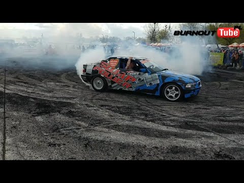 Palenie gumy BMW E36 4.8 V8 "CYWKA" - Majówka z BMW 2017 Toruń