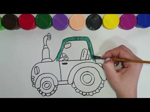 Learn to draw and paint a tractor / Învață sa desenezi și pictezi un tractor #drawing #kids #learn