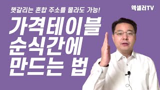 복잡한 가격테이블을 순식간에 만드는 법 ㅡ 헷갈리는 엑셀 주소를 대신해 주는 이 기능은? | 엑셀러 권현욱