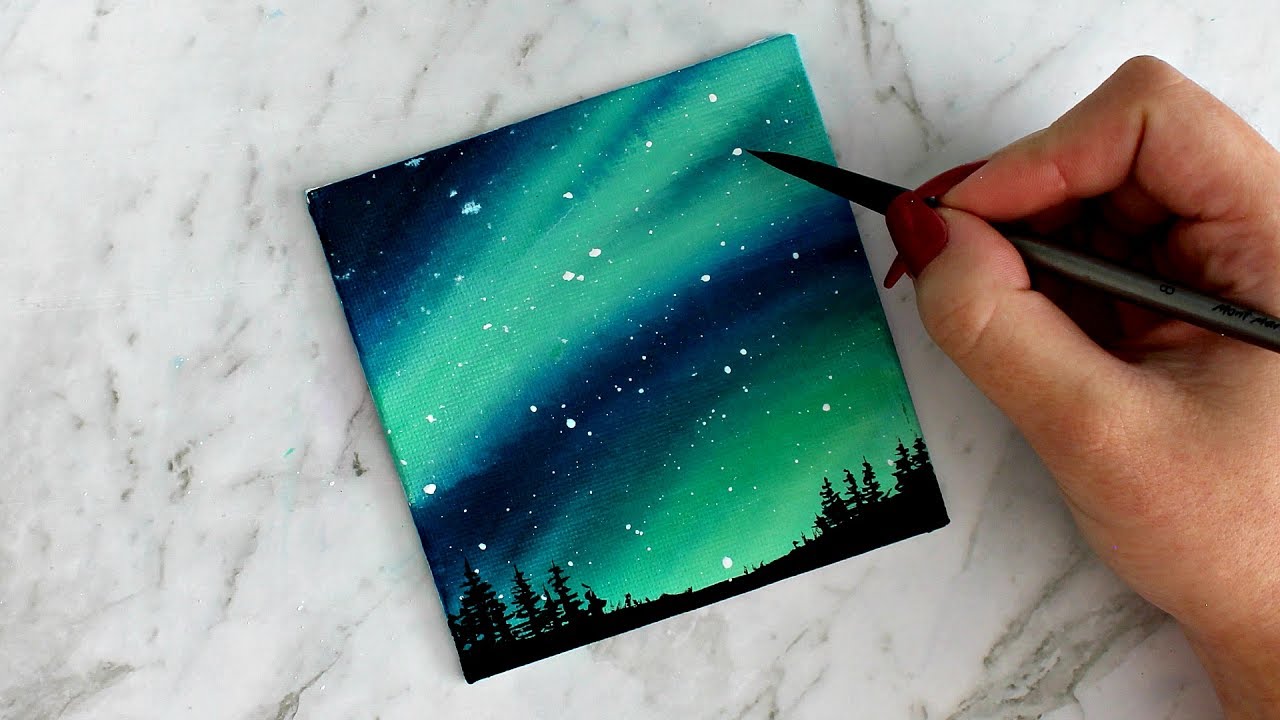 northern lights miniature painting by artbybee