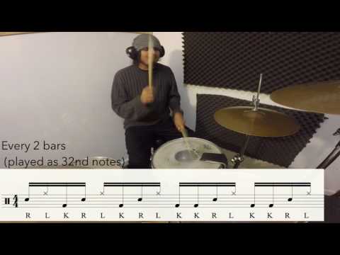 Drum Lesson - Kick Snare Hat #34 - RLKRLKRL KKRLKKRL