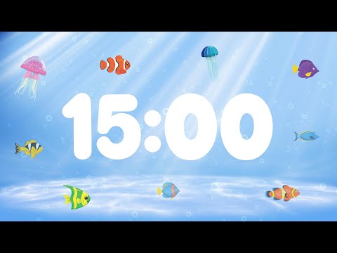 15 Minute Countdown Timer for Kids with Alarm and Fun Music | Under the Sea 🐟