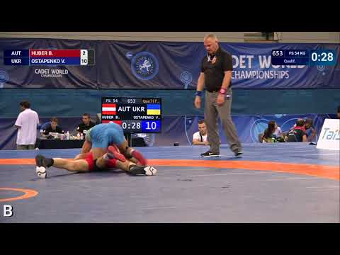 Qual. FS - 54 kg: V. OSTAPENKO (UKR) df. B. HUBER (AUT) by VSU1, 12-2