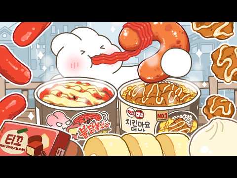 🔥Buldak Ramen & Korean Convenience Store Mukbang🔥 in Rainy Day 🌧 / DELISHUYA! 🐰 [School Edition]