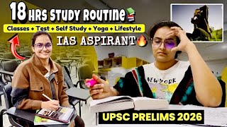 IAS Aspirant😭: 18hrs UPSC Study Routine🔥| Wake up at 6am for UPSC Prelims 2026📚| #vlog