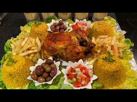 Pollo asado al estilo marroquí con un relleno increíble + un postre muy rico 😋