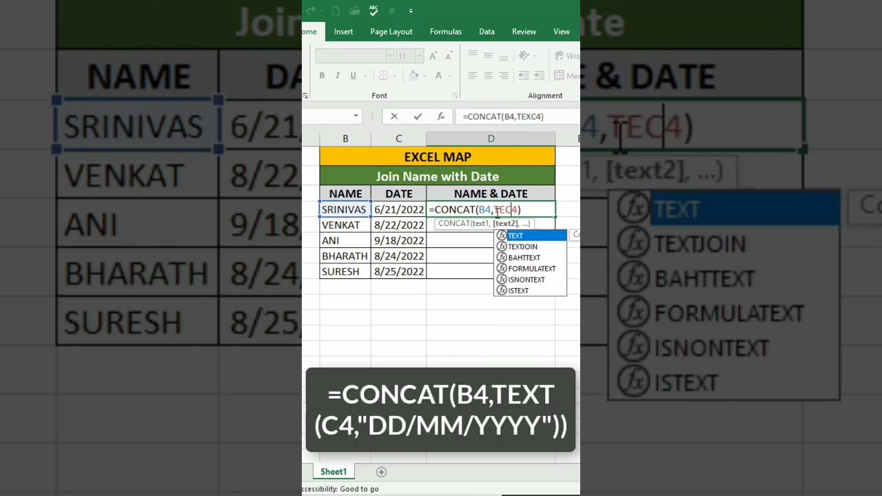 How to Combine Text & Dates in Excel! | MS Excel Tutorial