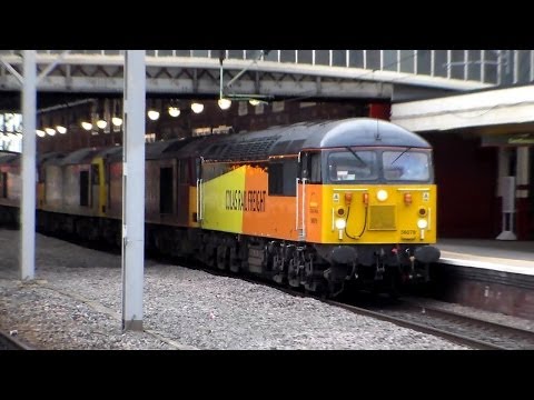 Colas Rail 56078/66846 drags Five Colas bound Class 60's! Stoke-On-Trent Station 10/4/14