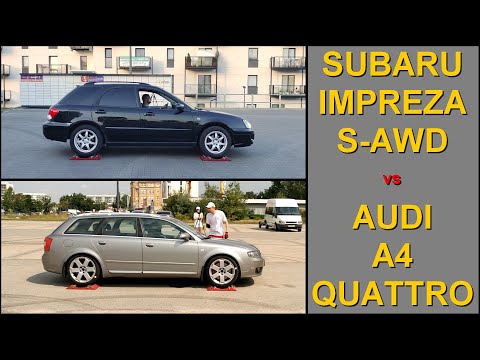 SLIP TEST - Subaru Impreza S-AWD vs Audi A4 Quattro - @4x4.tests.on.rollers
