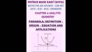 Conic sections parabola; directrix & focus of parabola; equation of an ellipse; hyperbola equations;