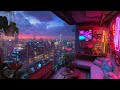 1990s Lofi City 🌂A Cozy Balcony Between Two Times 🎼 Lofi Rain Playlist
