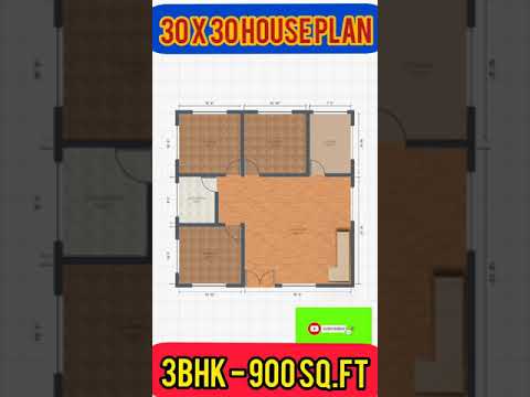 30x30 House Plan I 900 sqft House plan | 30 x 30 Ghar ka Naksha I 30*30 House Design #Shorts