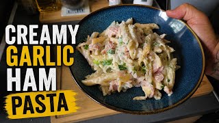 Creamy Garlic Ham Pasta | Ready in Minutes! 🍝🧄
