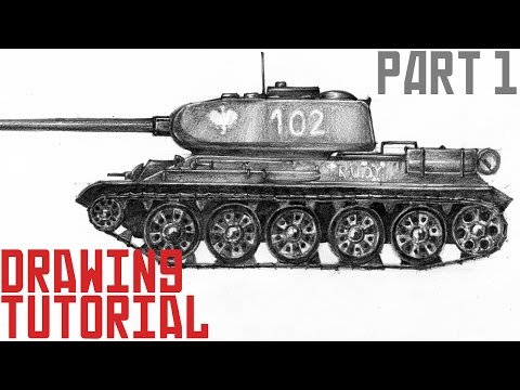 How to draw tank T-34 - drawing tutorial (part 1)