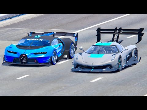 Koenigsegg Jesko GTR vs Bugatti Vision GT - Drag Race 20 KM