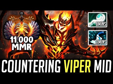 11,000 MMR Last Pick SHADOW FIEND Countering VIPER Mid - 100% DESTROYED! DOTA 2