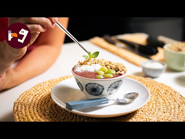 Desayuno SALUDABLE en 5 MINUTOS: Receta de AÇAÍ BOWL súper cremosa, rápida y FÁCIL
