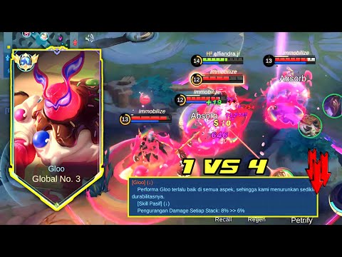 GLOO SETELAH DI NERF MASIH SANGGUP 1 VS 4 ⁉️