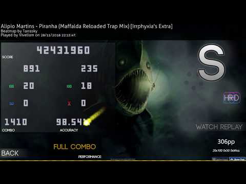 osu! | Viveliam | Alipio Martins - Piranha (Maffalda ver) [Irrphyxia's Extra] +HD,HR 98.54% FC 306pp