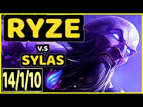 SKT T1 FAKER (RYZE) vs SYLAS - QUADRAKILL 14/1/10 KDA MID CHALLENGER GAMEPLAY - KR
