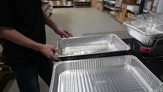 Proper way to use a disposable food pan with water bath.