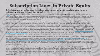 SEC Marketing Rule Violation? Net IRRs without Sub Line adjustments