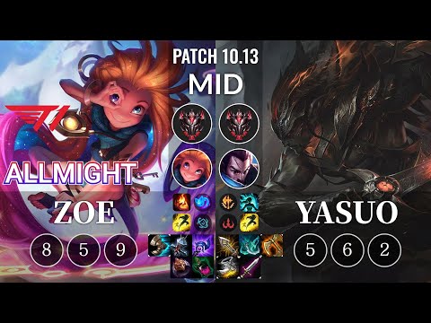 T1 Allmight Zoe vs Yasuo Mid - KR Patch 10.13