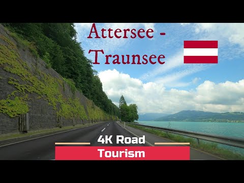 Driving in Austria from Attersee Lake to Traunsee Lake