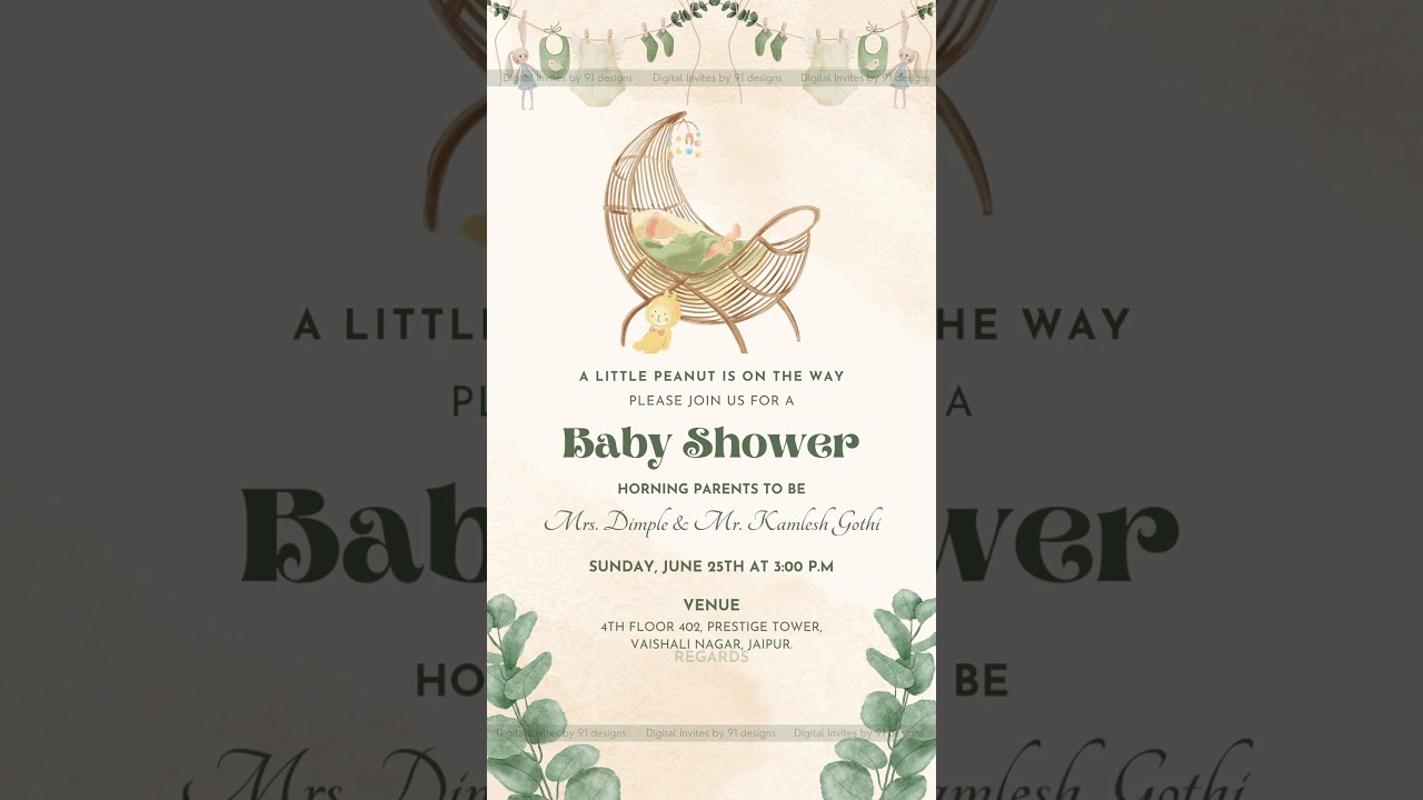 Pink Floral Baby Girl Shower Invitation