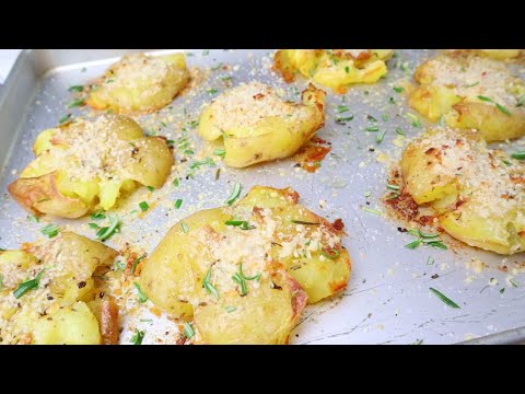 The Tastiest CRISPY roast potatoes I've ever had! BEST Garlic-buttery Smashed POTATO
