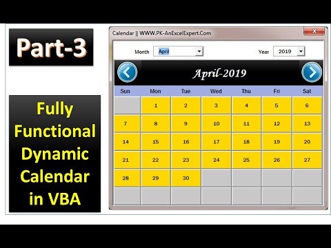 Fully Functional Dynamic Calendar Control in VBA (Part-3)