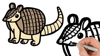 How to Draw Armadillo Easy | Step by Step | Animals Drawing Tutorial
