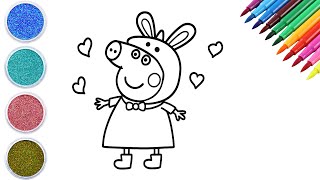 Cute Peppa Pig Bunny Costume Drawing 🐷🐰 | Easy and Fun Drawing for Kids