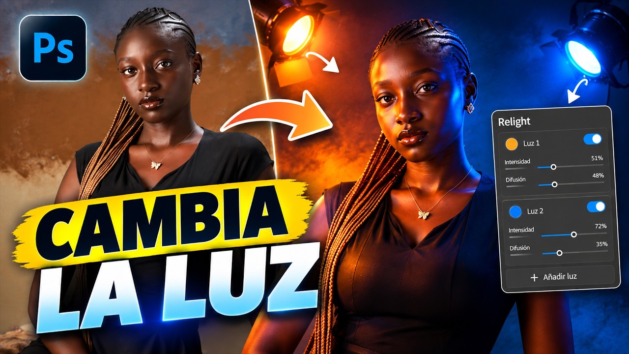 😱 Photoshop ahora CAMBIA la LUZ por TI… con IA ¡NUEVO RELIGHT!