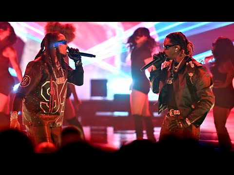 Quavo and Offset take the stage for the first time together since Takeoff was murdered at BET Awards