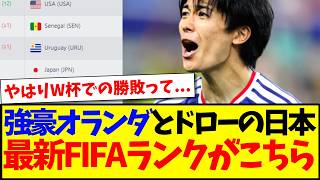 【速報】強豪オランダとドローの日本代表、最新のFIFAランキングがこちらになります！！！