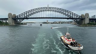 Departing Sydney under the Harbour Bridge on the P&O Pacific Adventure - 24/01/2024