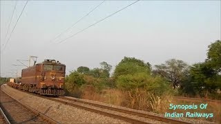 preview picture of video 'INDIAN RAILWAYS: JHANSI (JHS) WAG5-24403 WITH CONCOR RAKES RUSHING TOWARDS BHILAI MARSHALING YARD.'