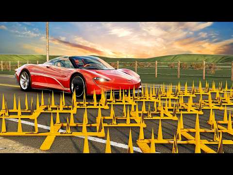 Cars Vs 100 Spike Strips #01🔥[BeamNG.Drive]