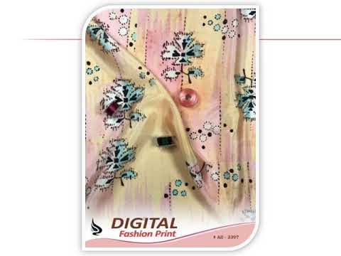 Digital printed french crepe fabric, multicolour