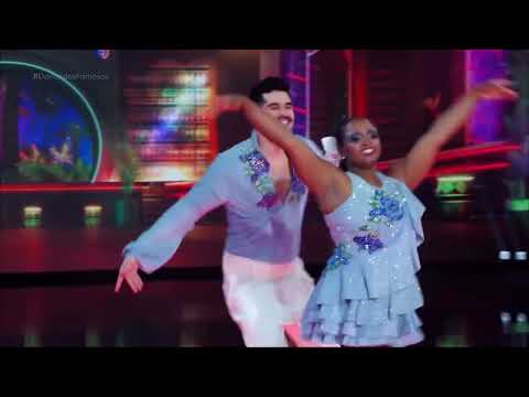 Daiane dos Santos e Daniel Norton dançando Salsa no Danca dos famosos Domingao com Hulck